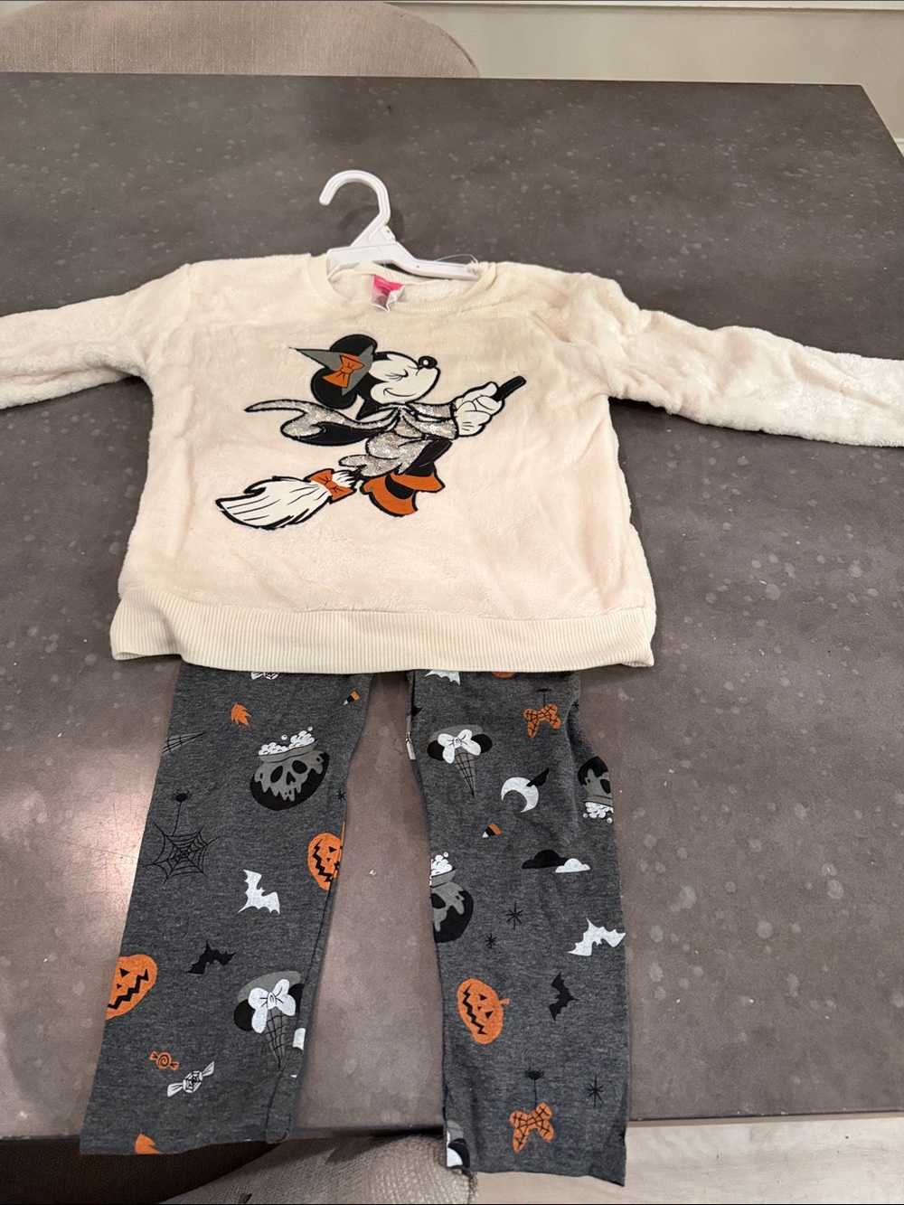 Disney Cream and Gray Minnie Mouse Halloween matching set